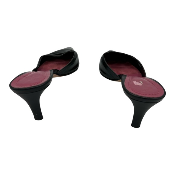 Ann Taylor Black Leather Pointed Toe Kitten Heel Mules Women's Size 7 M - Picture 7 of 14